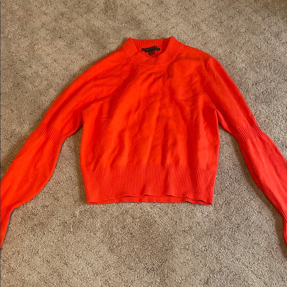 Bright Red/Orange Bell Sleeve Sweater